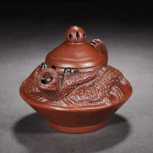Vintage Chinese Yixing Purple Clay Teapot Zisha Ceremony Carving Dragon Teaware
