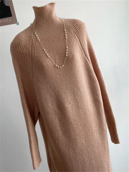 Women Dress Sweater Women Dress Thick Winter Dresses Turtleneck Black