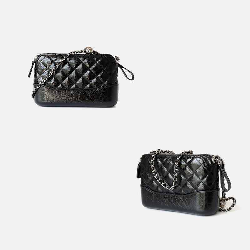 Small Mini Quilted Real Leather Clutch Shoulder Bag Wallet Chains Purse Handbag