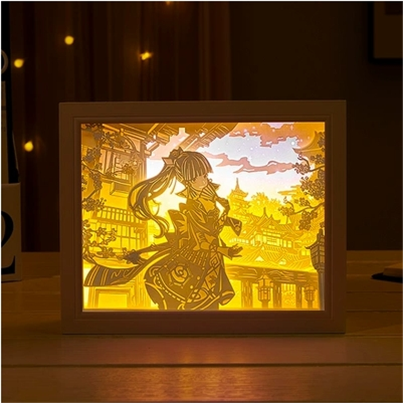 New Genshin Impact Hutao GanYu Paper Carving Lamp Touch Control Rechargeable