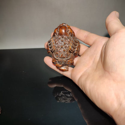 Chinese Wood Carving Wooden Toad Spittor Statue Sculpture Boxwood Interesting