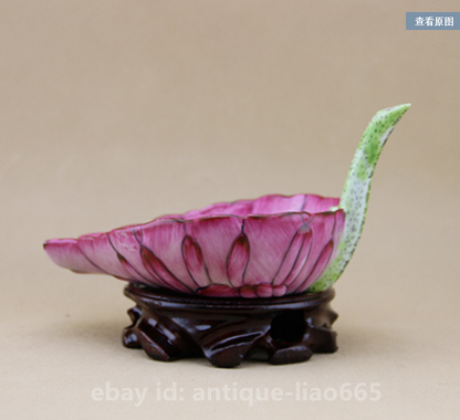 6.7" Chinese Famille-rose Porcelain Lotus Flower Tea Shovel Tea-things 秋操杯荷叶纪念铲