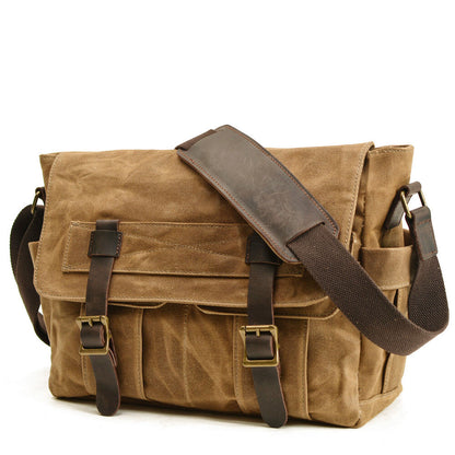 Canvas Shoulder Bag Cowhide Large Capacity Messenger Bag Motorcycle Side Bag