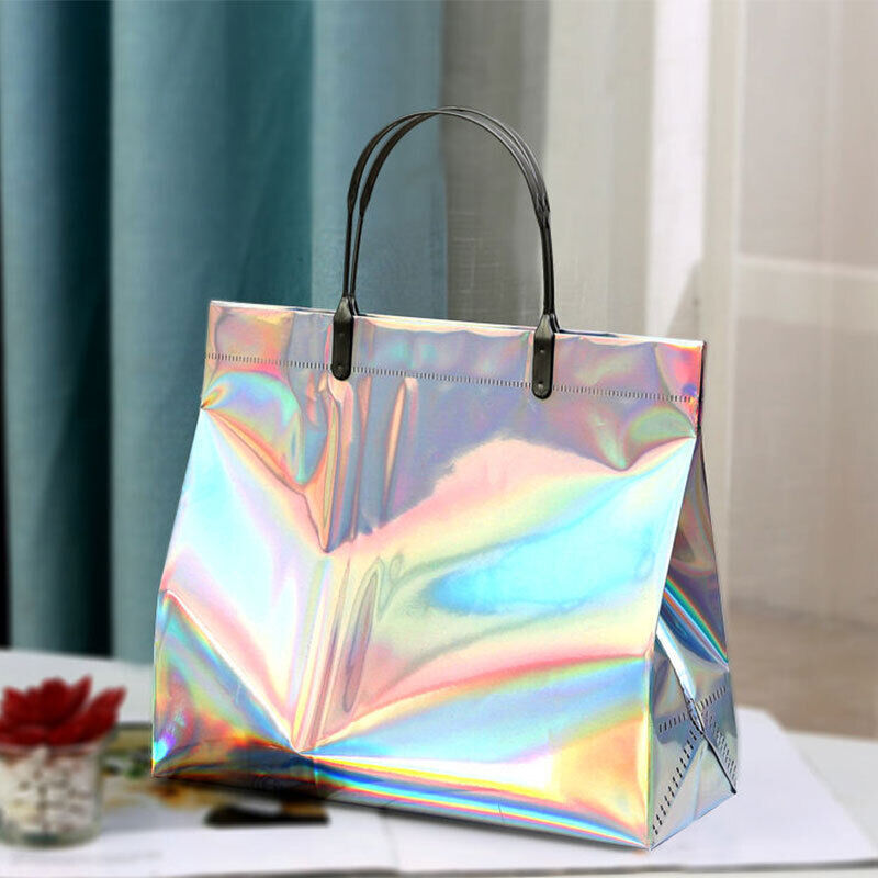 Reusable Shopping Bags Waterproof Storage Bag PVC Laser Tote Shopping Bag Large