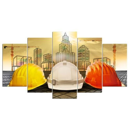 5Pcs Wall Art Canvas Painting Picture Home Decor Modern Abstract Safety Helmets