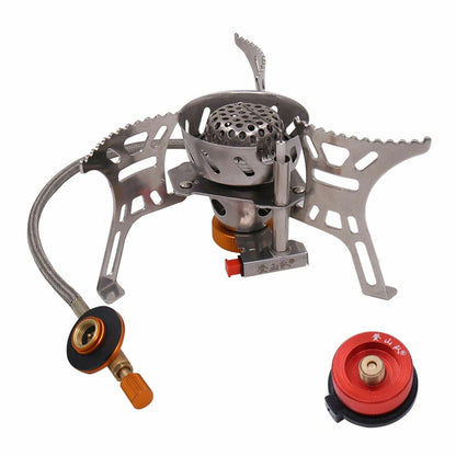 Gas Stove Portable Windproof Camping Outdoor Cooking Foldable Split Burner Steel