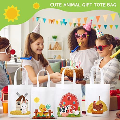 Deekin 24 Pcs Farm Animal Bags Barnyard Gift Treat Goody Bag Non Woven Farm...