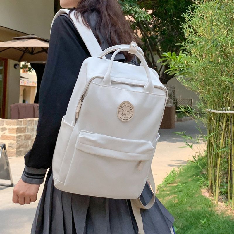 White Women Backpack Style Schoolbag Student Shoulder Bag Laptop Backpack Travel