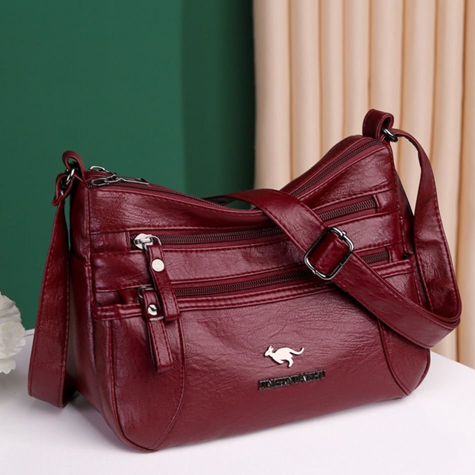 Women Soft Leather Shoulder Bag Classic Messenger Bag Large Crossbody Bag Purses