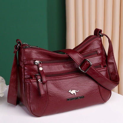 Women Soft Leather Shoulder Bag Classic Messenger Bag Large Crossbody Bag Purses