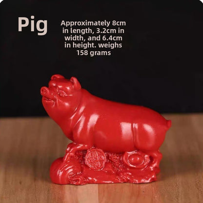 1Pc Cinnabar Handcarved Twelve Chinese Zodiac Tea Pet Amulet Home Decoration