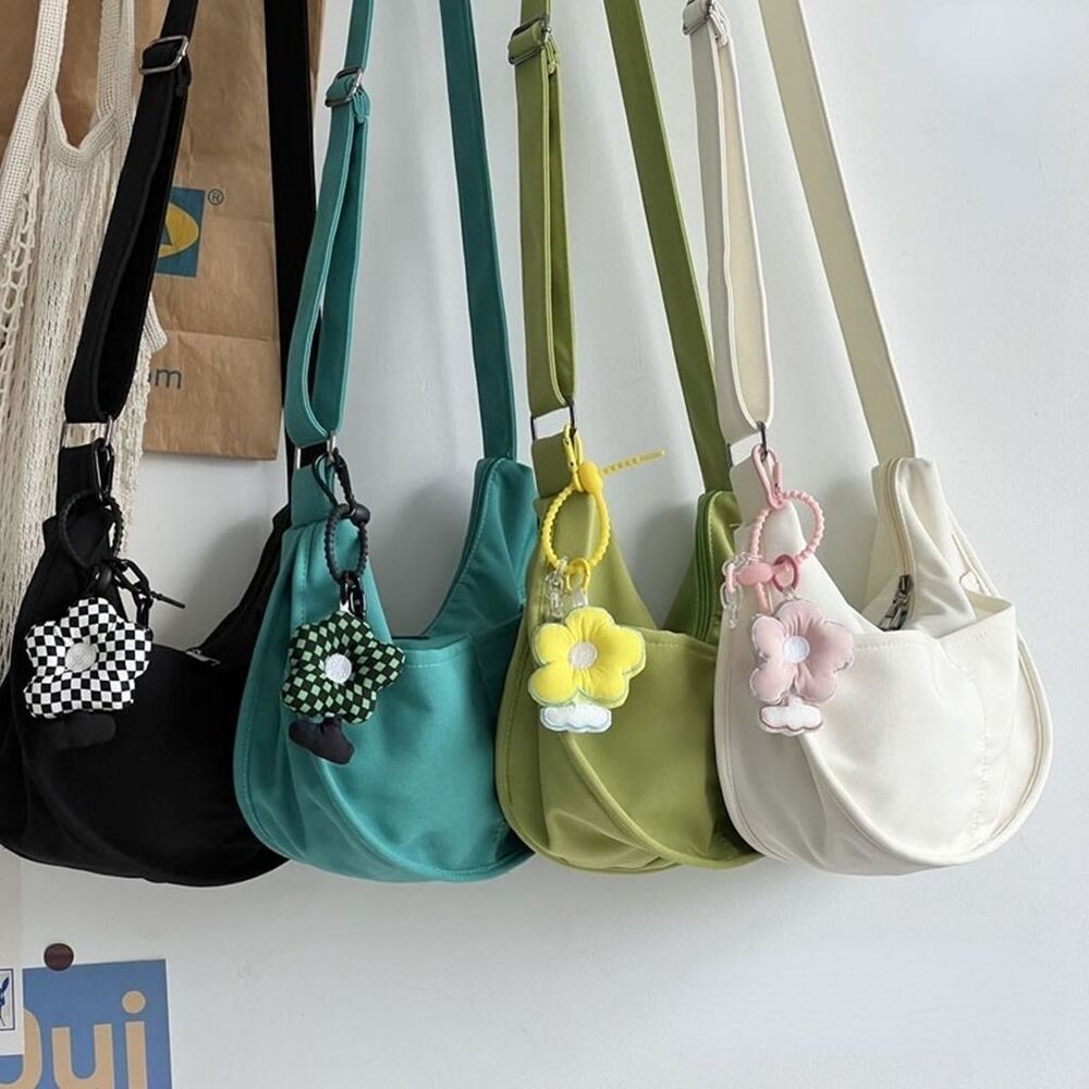 Canvas Bag Messenger Solid Color Handbags Shoulder Underarm Bag Crossbody Purse