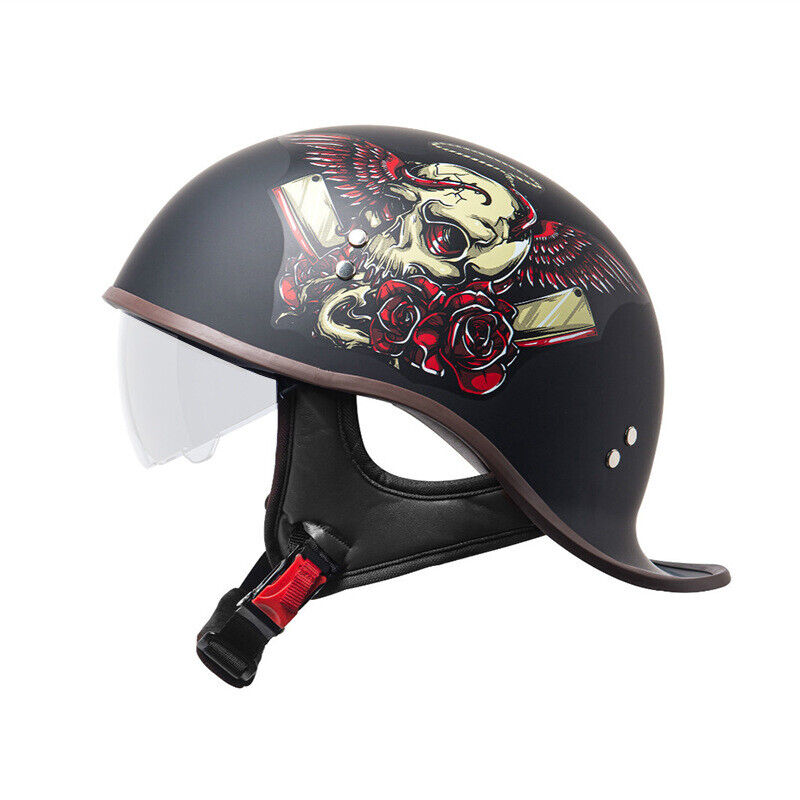 Fashion Helmet Retro Lightweight Open Face Motorcycle Helmet with Internal Visor
