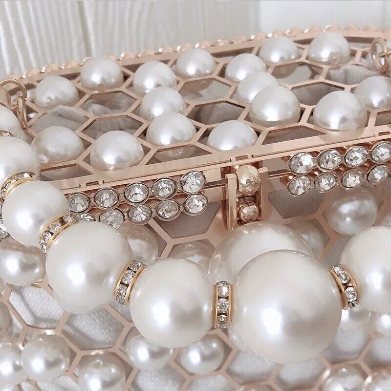 Pearl Handbag and Purses Women Wedding Party Clutch Bag Handle Evening Bags