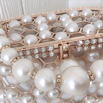 Pearl Handbag and Purses Women Wedding Party Clutch Bag Handle Evening Bags