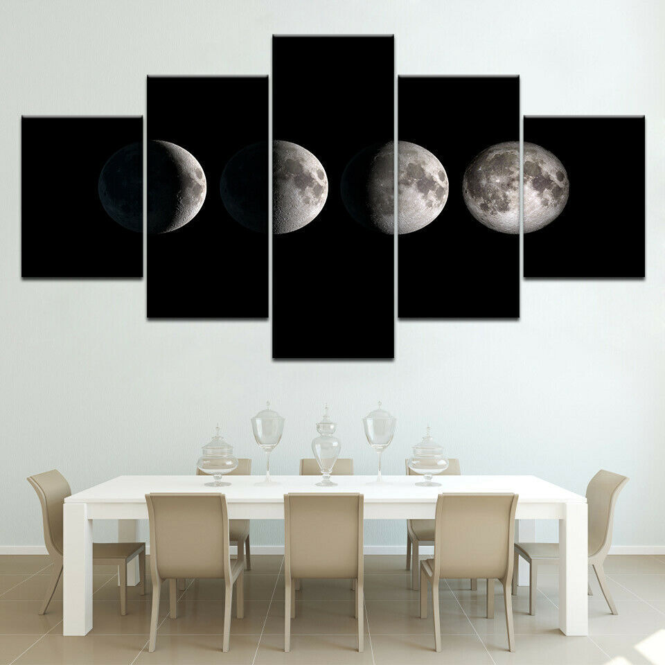 5PCS Canvas Print Abstract Moon Poster Painting Art Wall Paintings No Framed