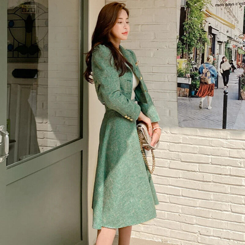 Women Office Outfit Lady Single Short Blazer Coat Suit Jacket Skirt 2 Piece Sets