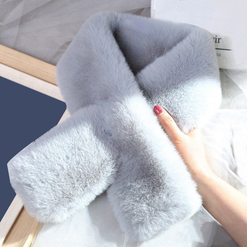 Women Scarves Solid Color Winter Warm Thicken Wraps Shawl 100x13cm Imitation Fur