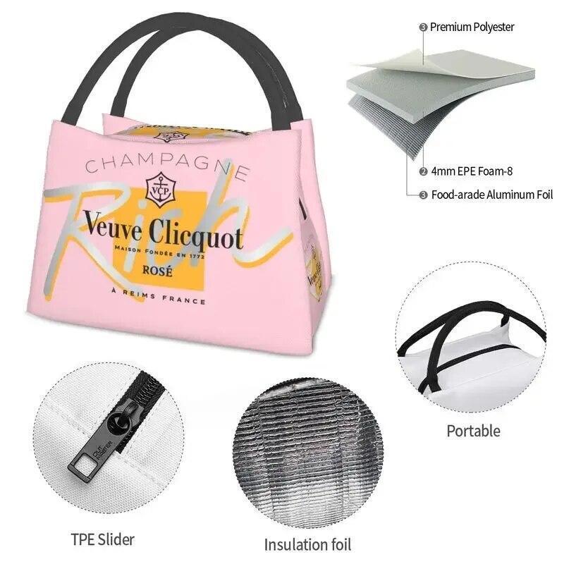 Custom Clicquot Champagne Lunch Bags Men Women VCP Warm Cooler Insulated Lunch B