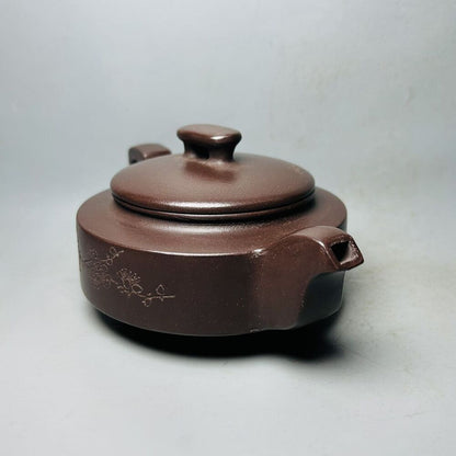 Vintage Chinese Yixing Purple Clay Teapot Zisha Ceremony Carving Collectible Art