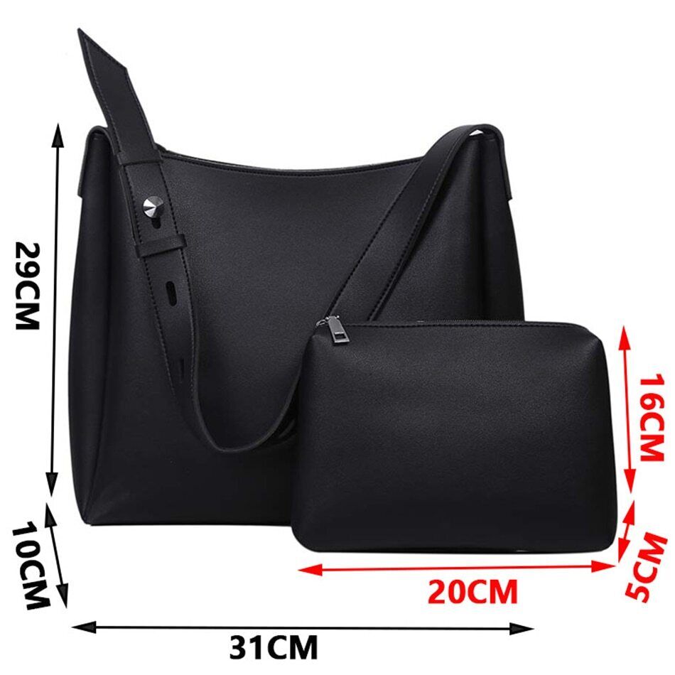 2 Sets Totes Bag PU Leather Shoulder Bags Women Female Travel Bag Lady Bag