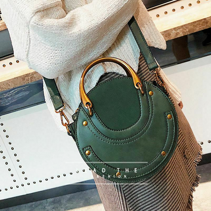 Circular Scrub Womens Ladies Leather Bags Small Round Lady Shoulder Bags Handbag