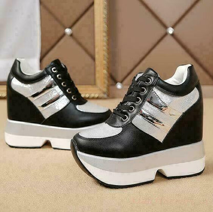 Women Fashion Sequins Wedge Hidden Heels Platform Sneakers Creepers Shoes New