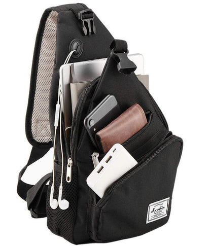 d'yallee 15.4" Sling Bag for Men Crossbody Shoulder Chest One Size, Black