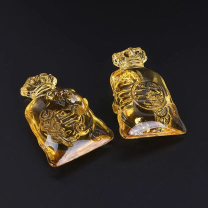 Citrine Money Bag Figurines Glass Crystal Crafts Lucky Feng Shui Ornaments 5x7cm