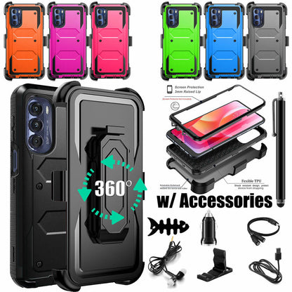Rugged Case For Motorola Moto G Stylus 2022 w/ 360 Clip Holster Cover Accessory