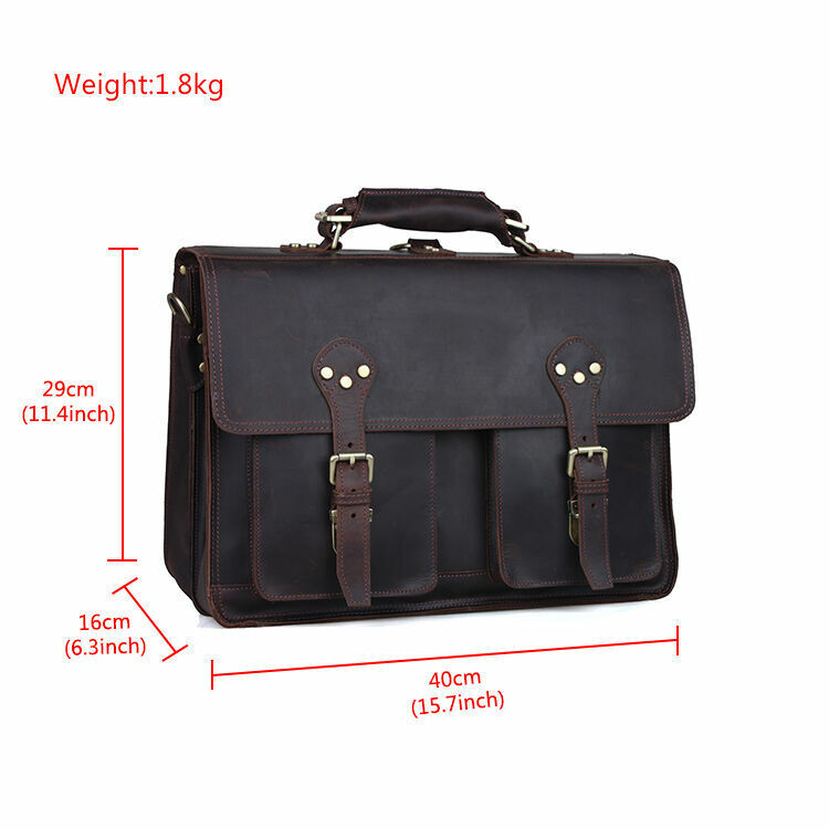 Men Leather Large Backpack Hiking 16" Laptop Messenger Bag Heavy Duty Briefcases