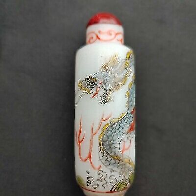 chinese peking glass snuff bottle large dragon statue Ball snuffbox Painted gift