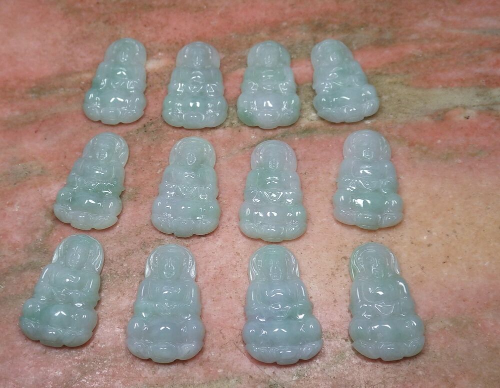 1 Piece Icy Green Burma Natural Jadeite Jade Pendant Guanyin