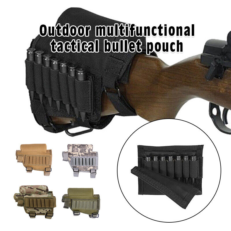 Tactical Butt Stock Rifle Cheek Rest Pouch Military Gear Bullet Holder Bag Shell
