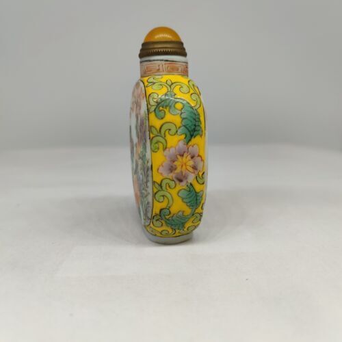 vintage chinese peking glass snuff bottle hand painted parrot bird flower qing