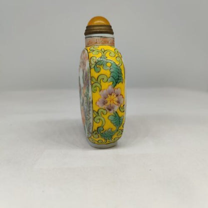 vintage chinese peking glass snuff bottle hand painted parrot bird flower qing