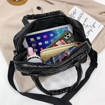 Women's Padded Bag Fabric Soft Shoulder Messenger Bag Female Hand Tote Bag