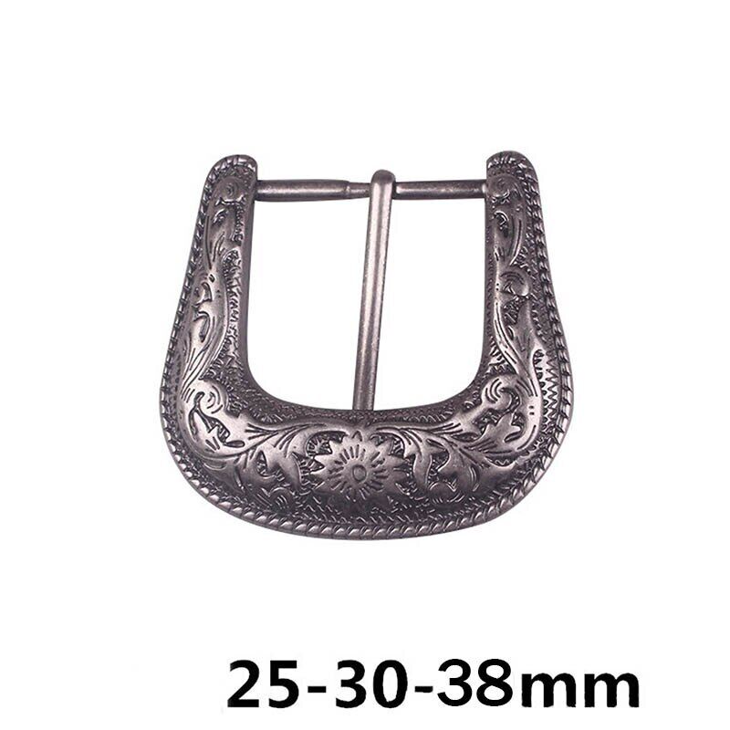 Men Belt Buckle Set 3Pcs Metal Vintage Carve Pattern Handmake DIY Leather Craft