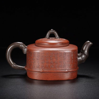 Vintage Chinese Yixing Purple Clay Teapot Zisha Ceremony Carving Collectible Art