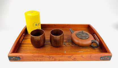 Japanese Wooden Teacups with Saucers Zen Inspired Kitchen Decoration Gift 2 Pcs