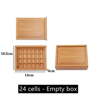 Watercolor Paint Box 24-36Cells Wooden Empty Push-Pull Flip Painting Palette Kit