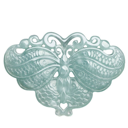 Natural Grade A Jade Jadeite Lucky Men Women Two-sided Carved Butterfly Pendant