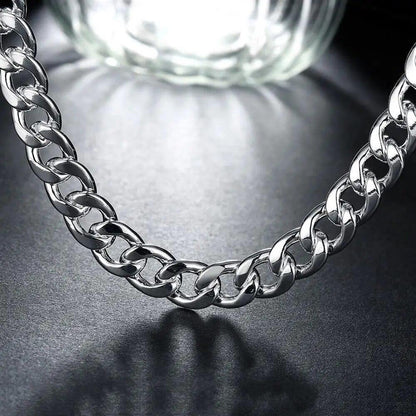 Cadena De Plata 925 Cadenas Gruesas 10 Mm Ancho Para Hombres Mujeres Collar 24
