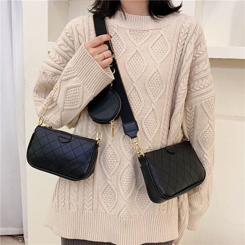 Leather Crossbody Bag Set Women Bags Chain Shoulder Bags Messenger Bags