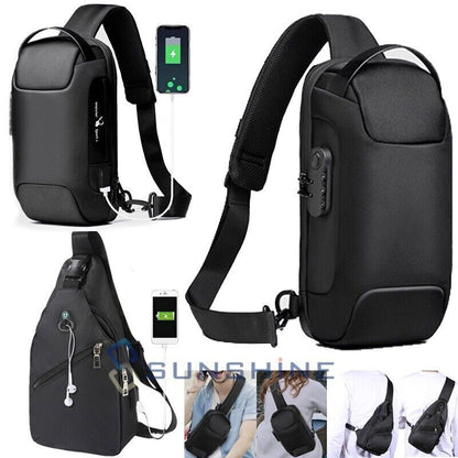 Anti-Theft Sport Sling Shoulder Bag USB-Charging Crossbody Bags Chest Daypack