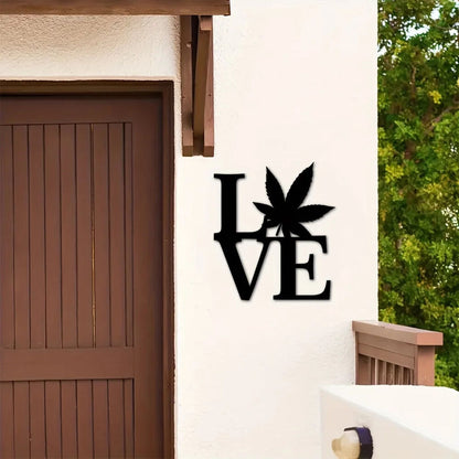 1pc Metal Marijuana Pot Leaf Art Wall Decor, Love Weed Metal Wall Decor, Metal