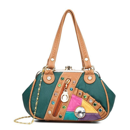 Vintage Shoulder Bag Retro Patchwork Synthetic Leather Messenger Purse Bags 1 PC