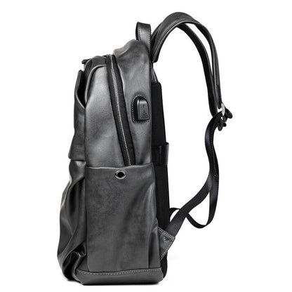 Top PU Leather Men's Backpack, New Large Capacity Travel Bag School Rucksack