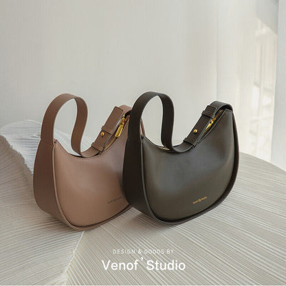 Women's Leather Shoulder Crossbody Bag Message Half Moon Tote Bags Handbags
