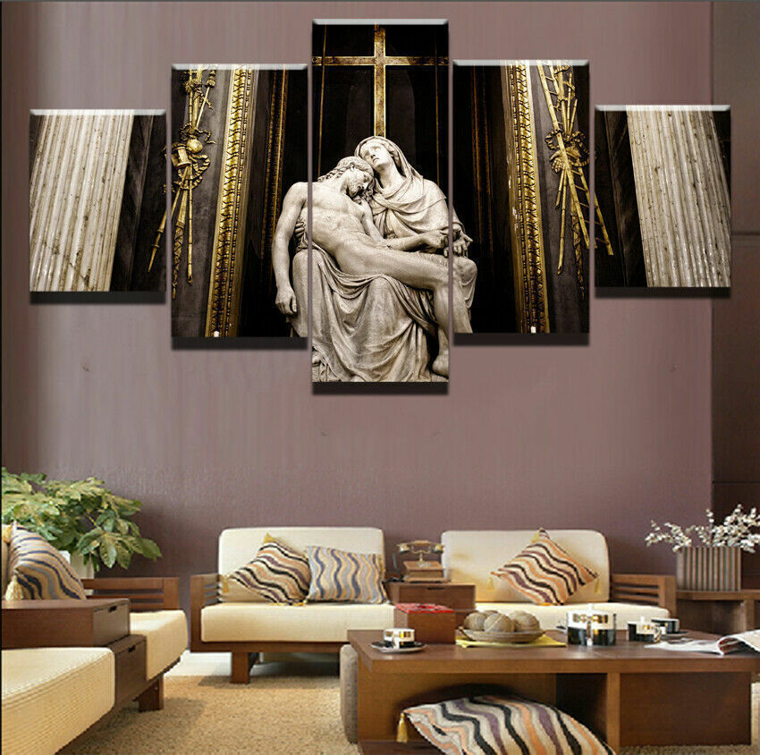 Jesus and mother Mary Religion Canvas Prints Painting Wall Art Home Decor 5PCS